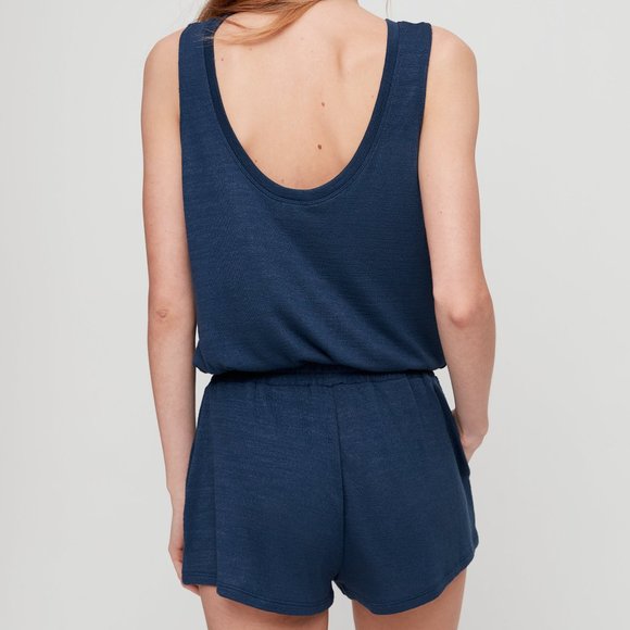 Wilfred Free Navy Reposa Luxe Jersey Knit Izabel Romper Women's Size M (Medium) - Picture 2 of 5